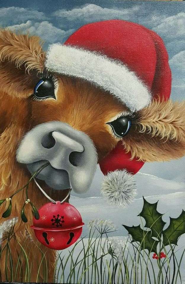 krowa świąteczna puzzle online