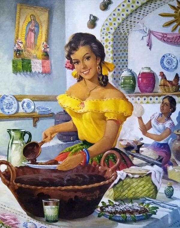 Ładna meksykańska dama w swojej kuchni - Art # 4 puzzle online