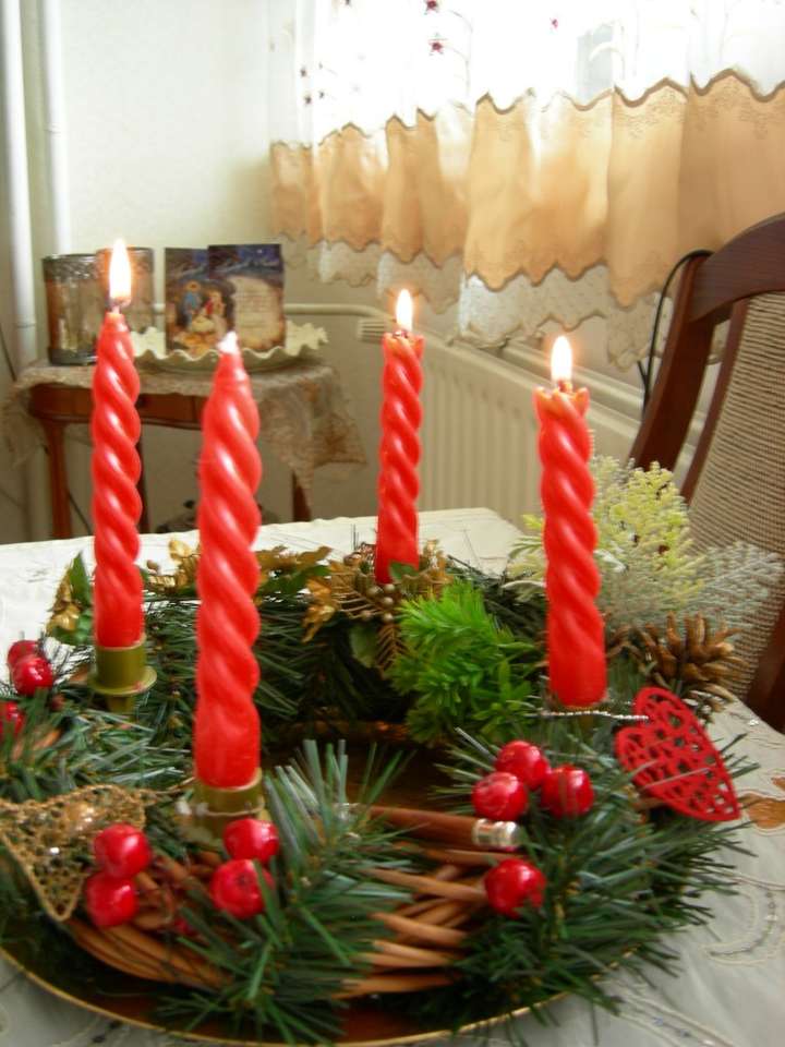 Stroik świąteczny ze świeczkami puzzle online
