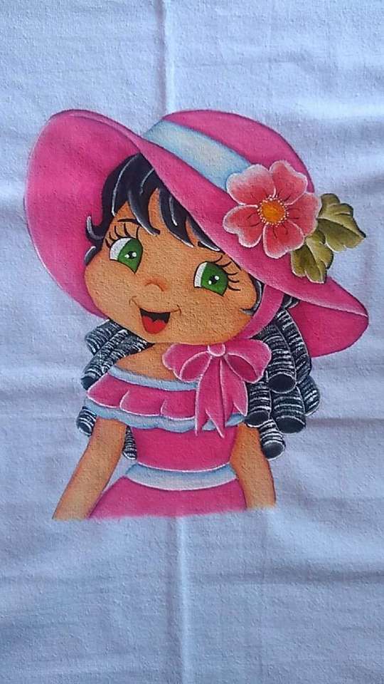 Colochos dziewczyna w różowej sukience i kapeluszu puzzle online