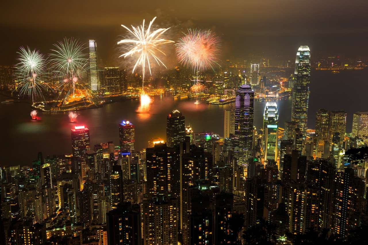 Tűzijáték a Victoria kikötőben, Hong Kongban kirakós játék