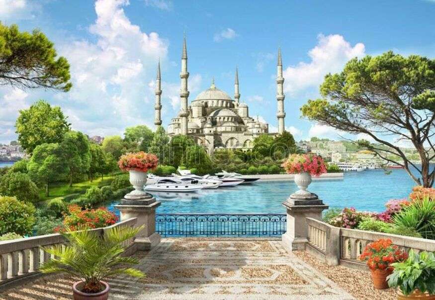 Lindo palacio en Istanbul Turkia - Arte #5 rompecabezas