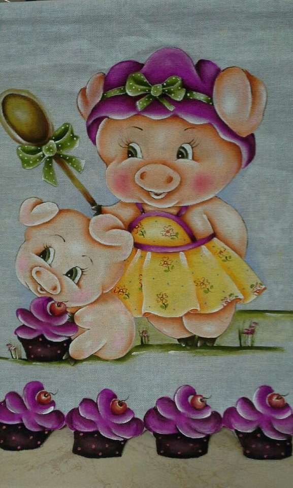 Bardzo zalotna mała świnia mama z dzieckiem puzzle online