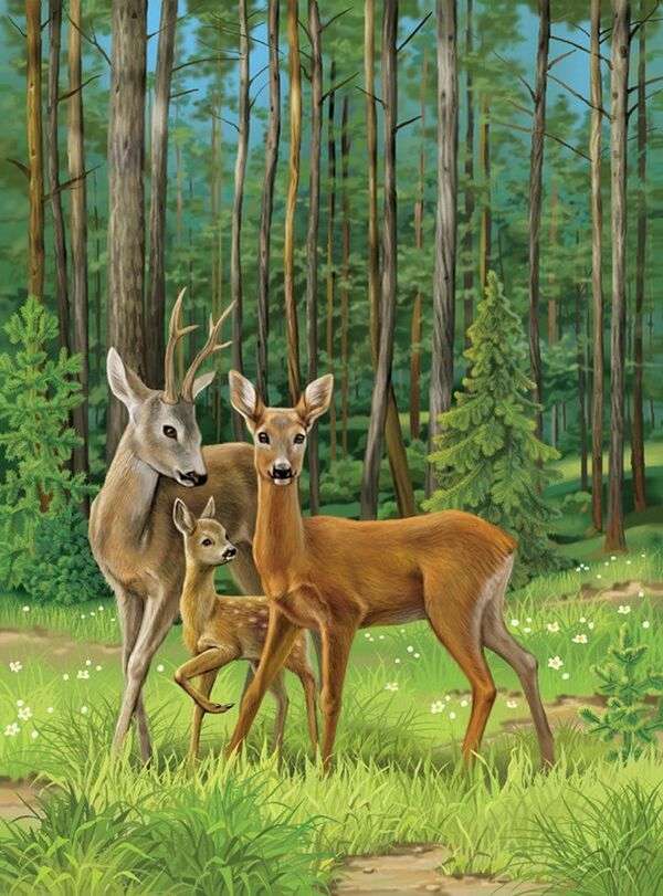 Jeleń i Bambi w dżungli puzzle online