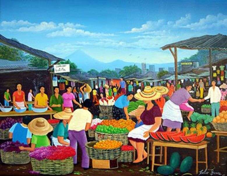 Marknad i Pochocaupe Nicaragua - Konst #2 pussel