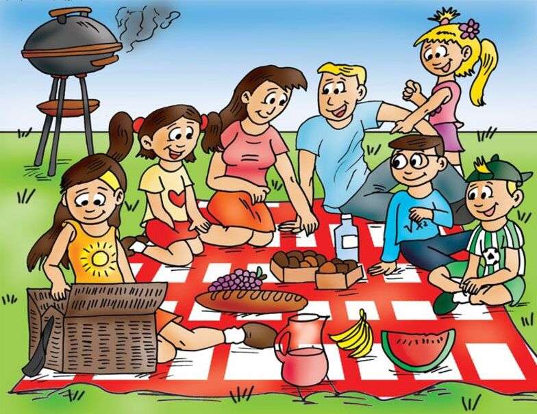 Nagy család pikniken kirakós játék