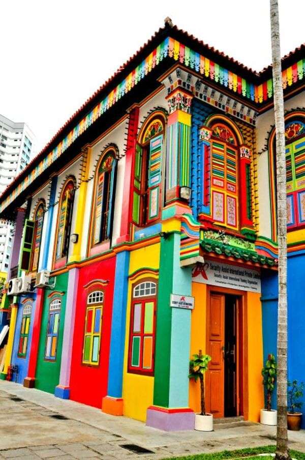 Färgglad byggnad i Singapore Asien - Art #3 pussel