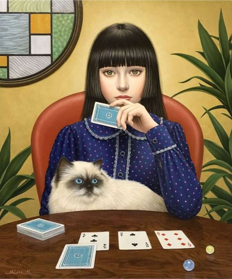 dziewczyna gra w karty puzzle online