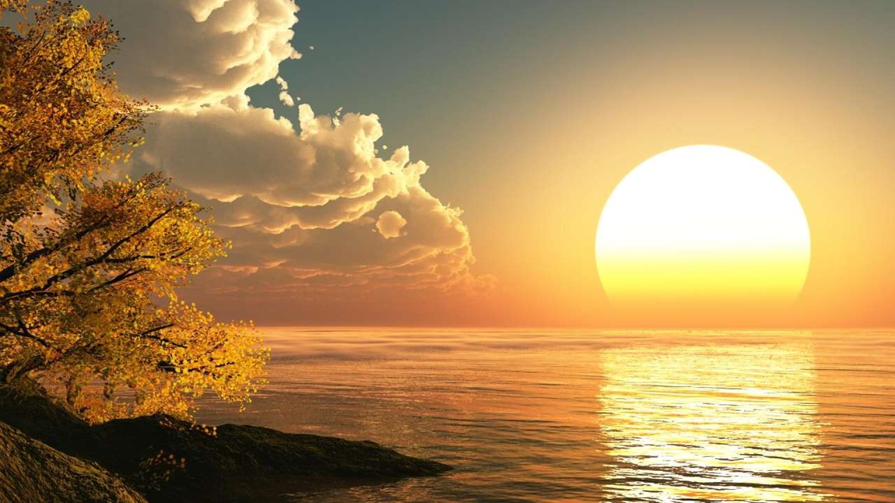 piękne słońce o zachodzie słońca puzzle online