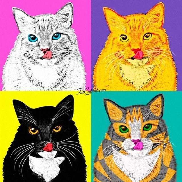 Zdjęcie z czterema kotami puzzle online