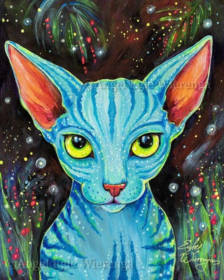 Zdjęcie z niebieskim kotem puzzle online
