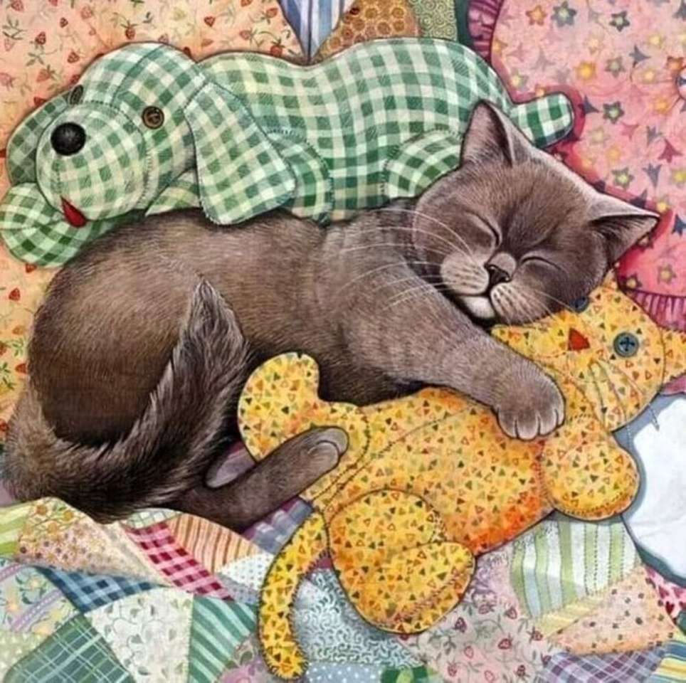 kotek śpi puzzle online