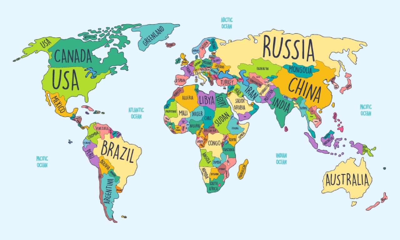 Geografia, mapa świata puzzle online