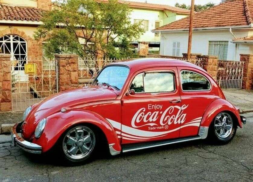 Vintage Coca Cola VW Beetle 1968 Ciężarówka puzzle online