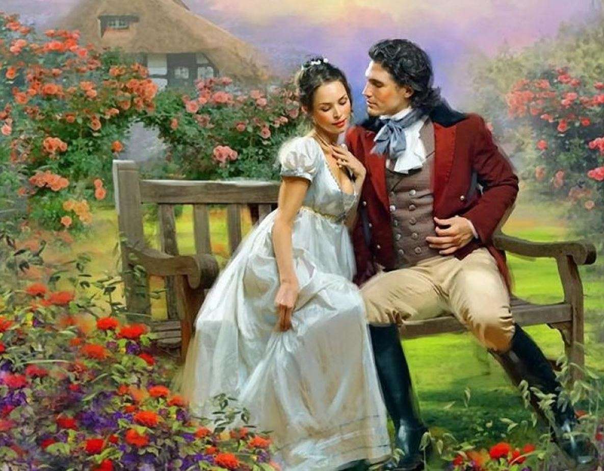 Romantyczna chwila w ogrodzie puzzle online