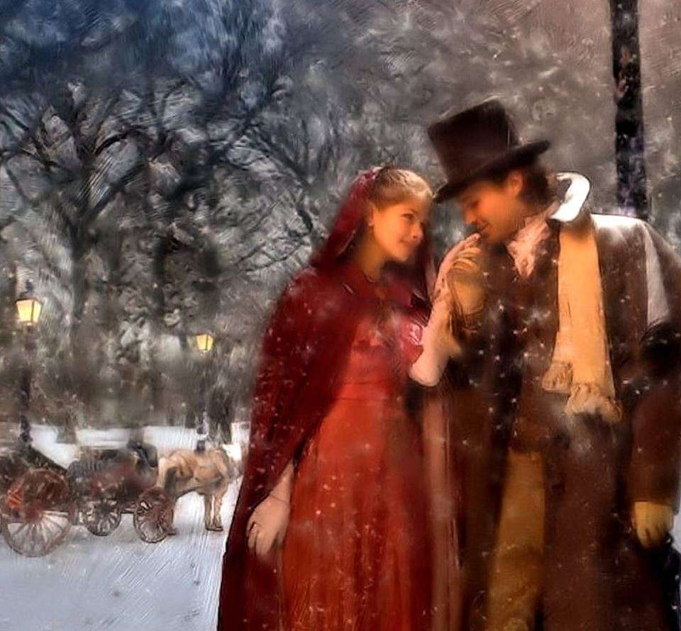 Romantyczny spacer w zimie puzzle online