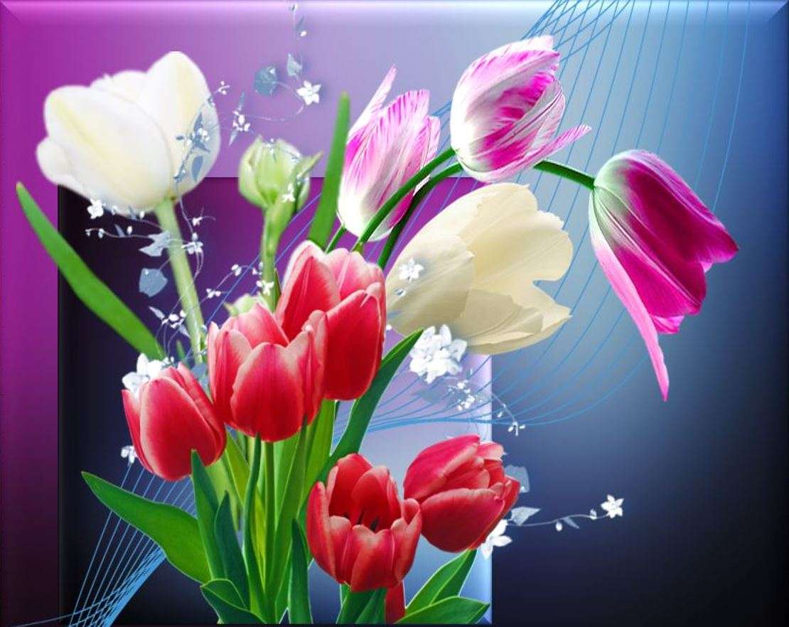 Kolorowe tulipany bukiet puzzle online