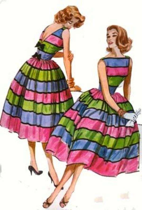 Panie w bardzo eleganckich sukienkach rok 1958 puzzle online