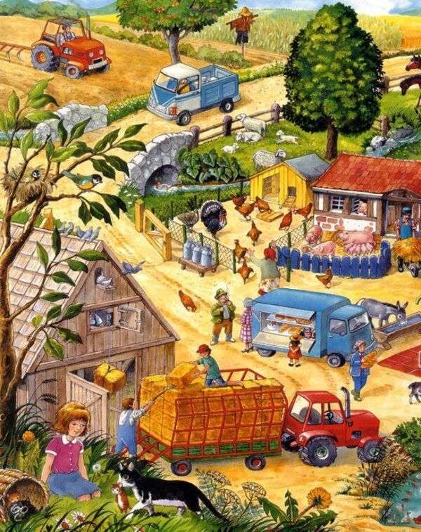Wszyscy sąsiedzi pracujący na swoich farmach puzzle online