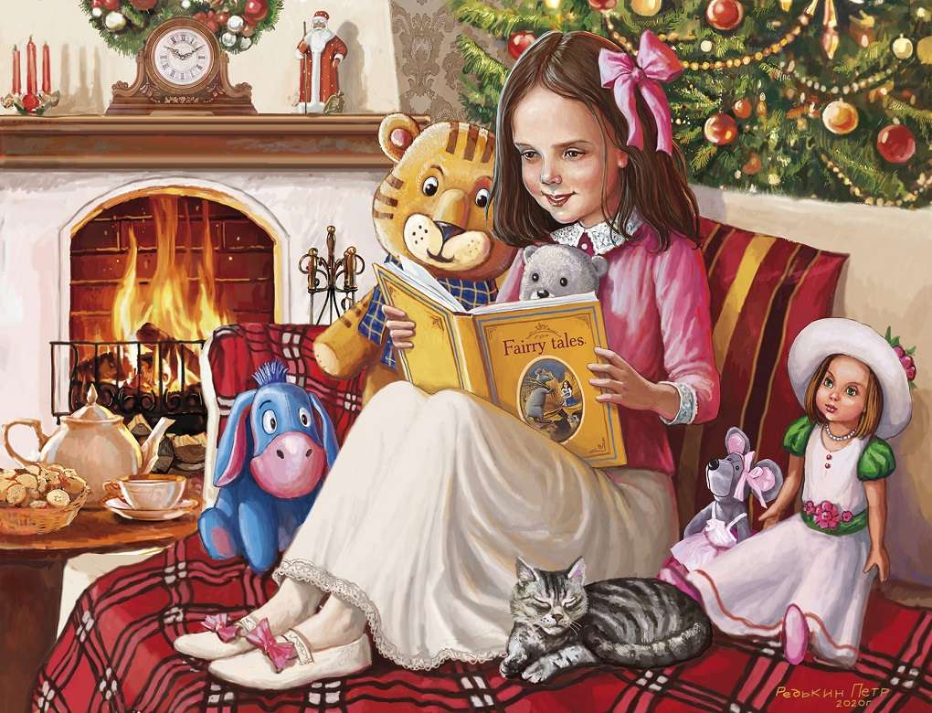 dziewczyna czytająca historię puzzle online
