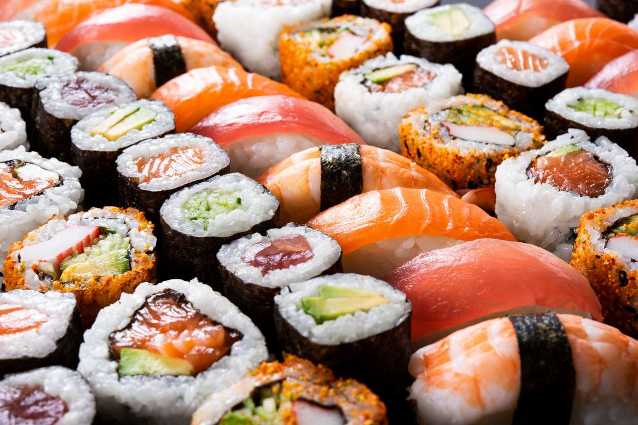 Japońskie jedzenie sushi z góry? puzzle online