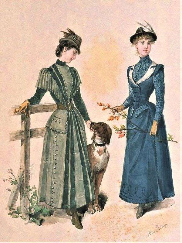 Bardzo eleganckie panie w sukience z roku 1890 puzzle online