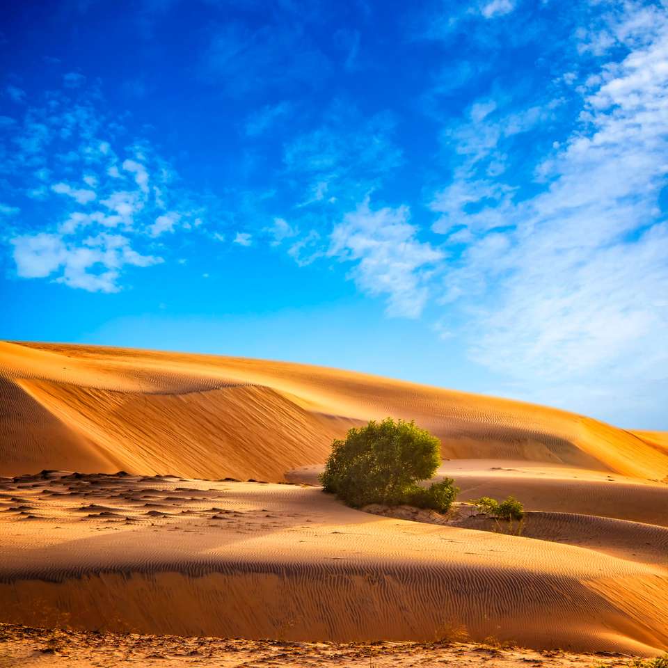 pustynny krajobraz i błękitne niebo w Maroku puzzle online