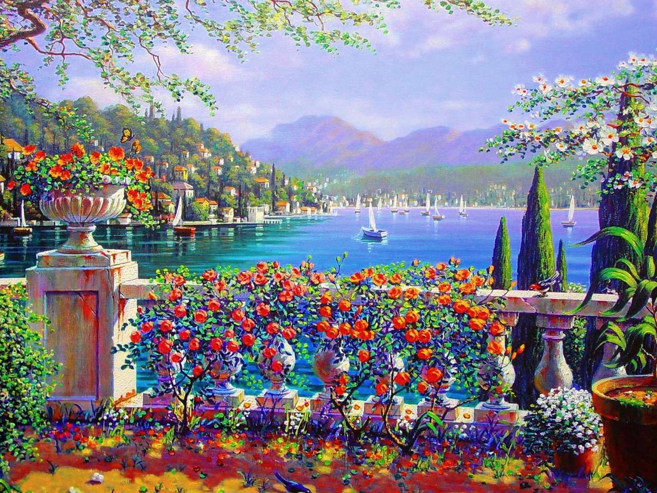 Taras w Bellagio nad jeziorem Como puzzle online