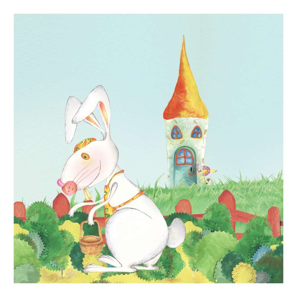 biały króliczek puzzle online