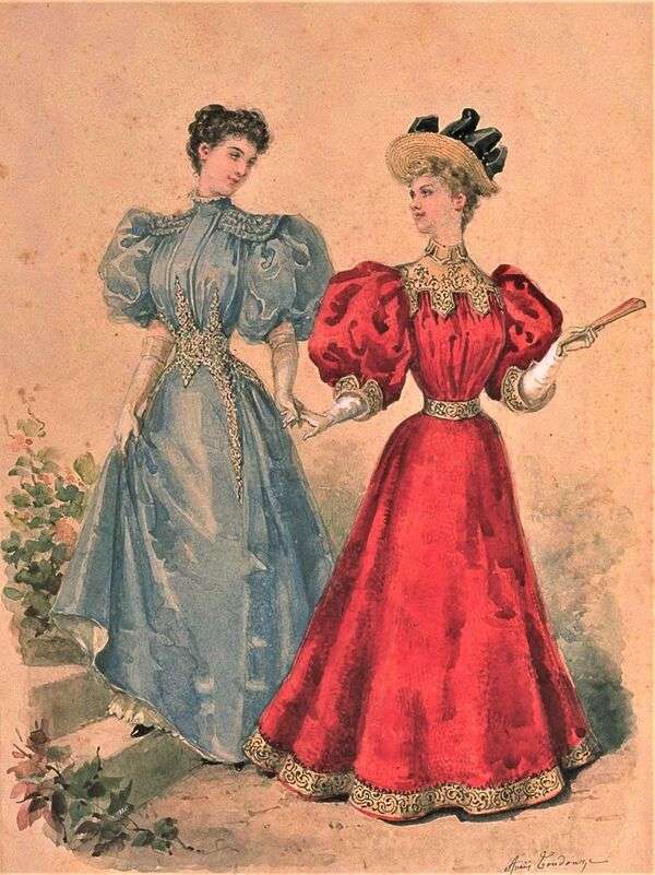 Bardzo eleganckie panie w sukienkach rok 1895 puzzle online
