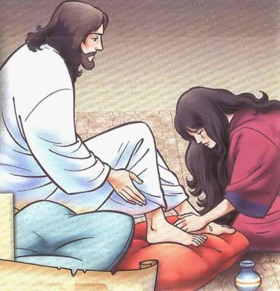 Maryja myje stopy Jezusa puzzle online
