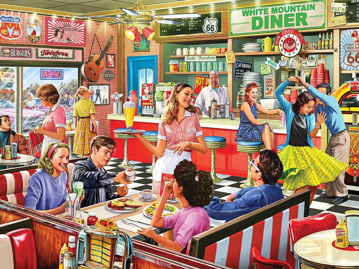 Amerykańska kolacja z lat pięćdziesiątych puzzle online