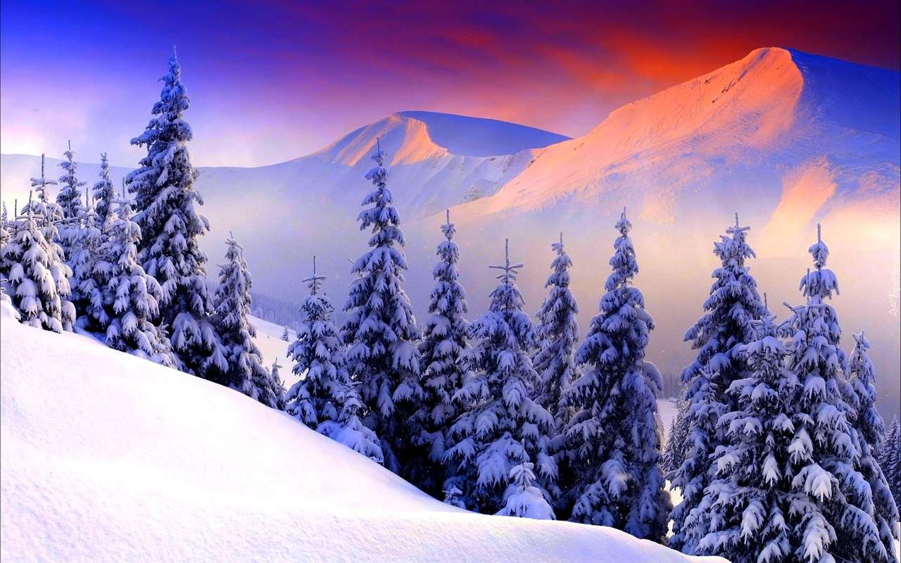 zima w górach puzzle online
