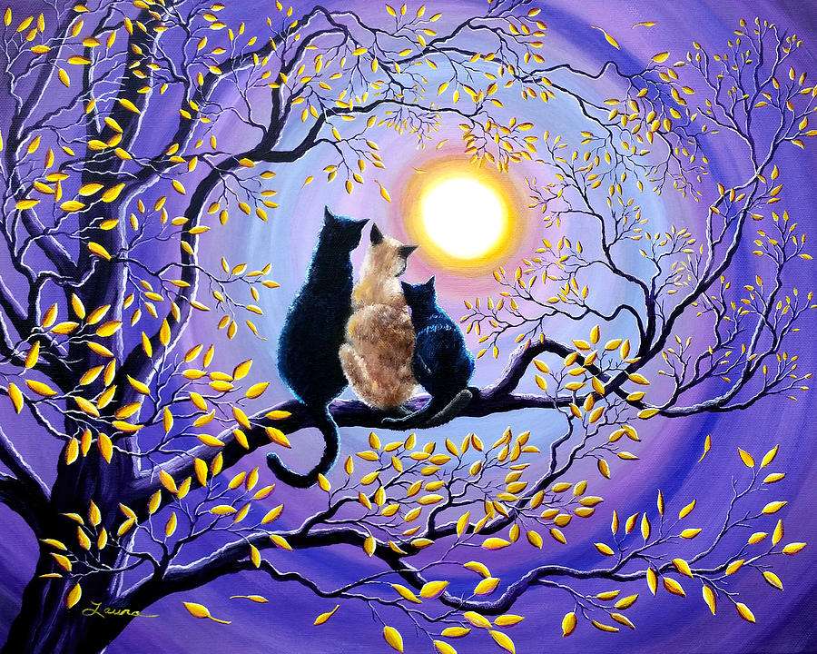 koty w świetle księżyca puzzle online