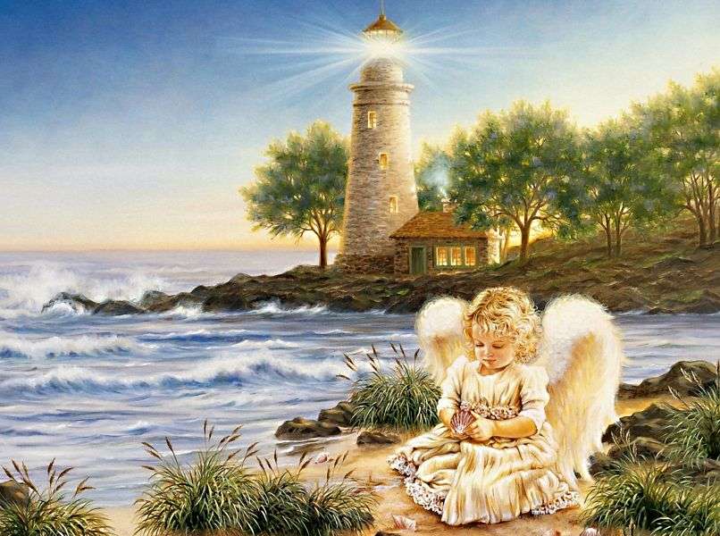 anioł przy latarni morskiej puzzle online