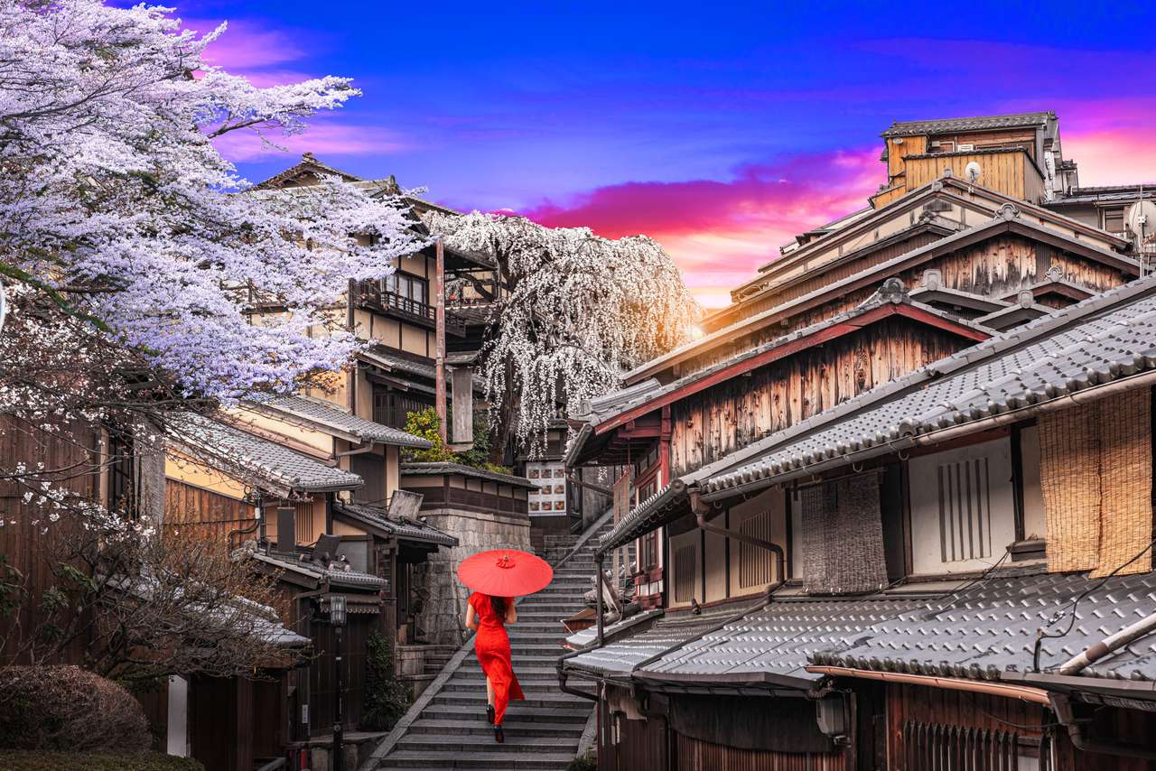 Historyczna dzielnica Higashiyama, Kioto w Japonii puzzle online