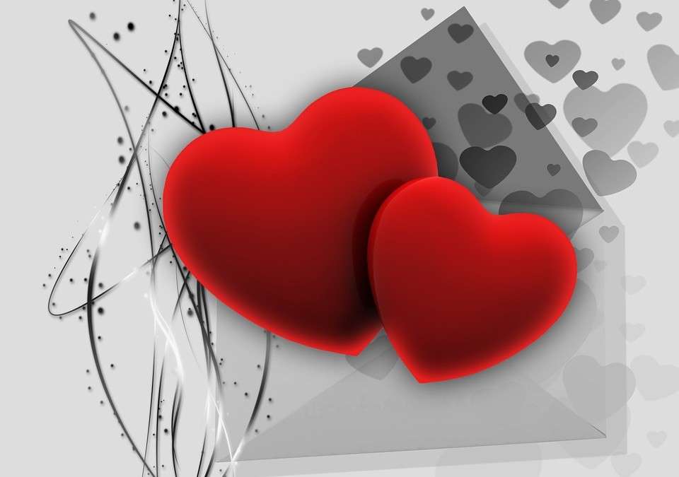 Dwa czerwone serca puzzle online