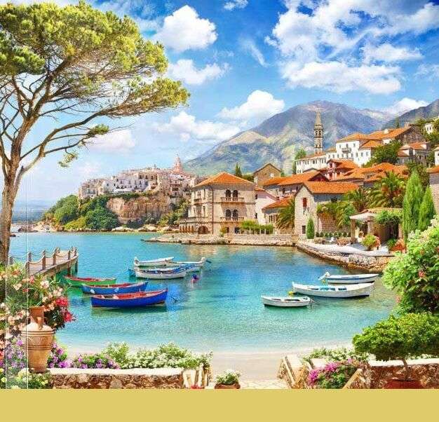 Piękne domki nad jeziorem i łódki #1 puzzle online