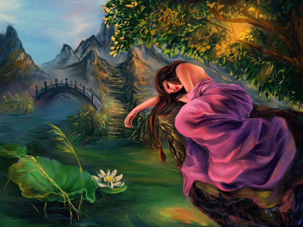 femeie care doarme în pădure puzzle