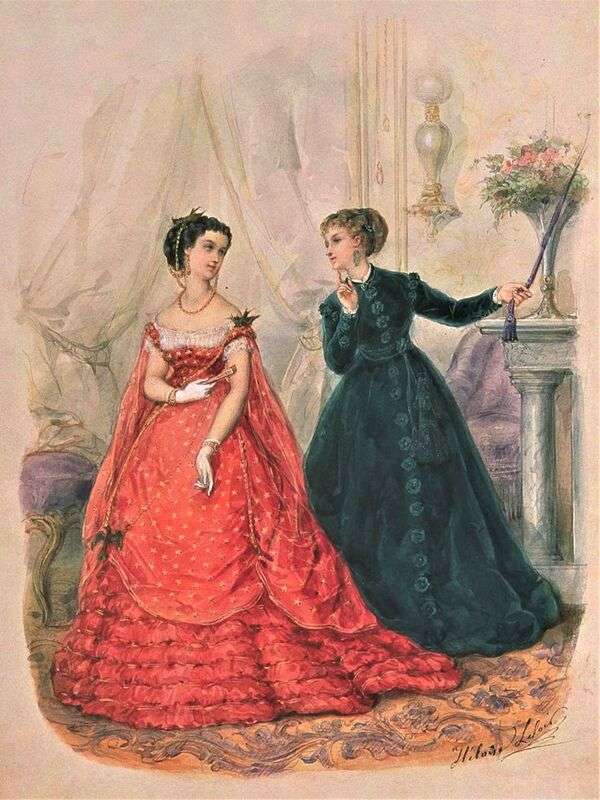 Damas con moda ilustre Año 1867 rompecabezas