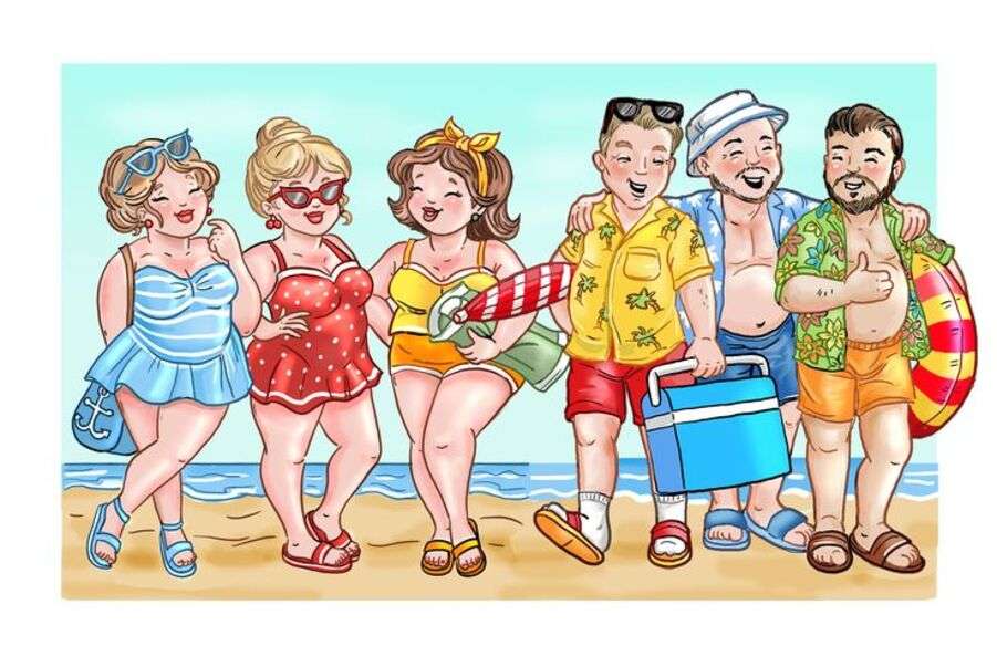 Grupa przyjaciół przybywa na plażę? puzzle online