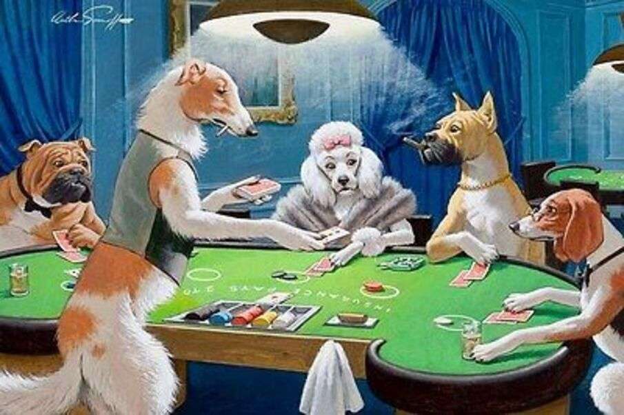 Psy w kasynie grają w pokera #2 puzzle online