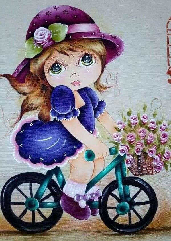 Girl on Bike Painting #6 puzzle