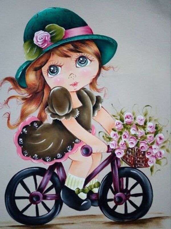 Malowanie dziewczyny na rowerze #4 puzzle online