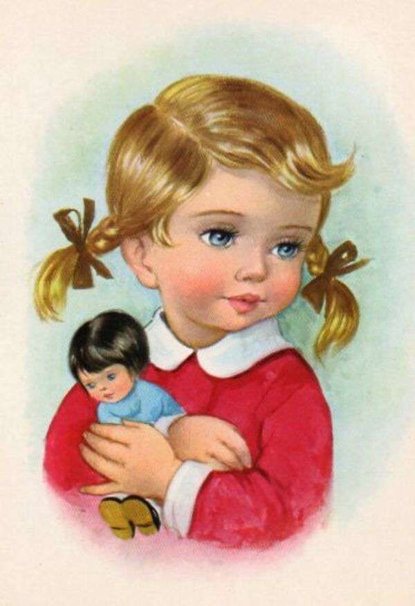 Dziewczyna niosąca swoją lalkę puzzle online