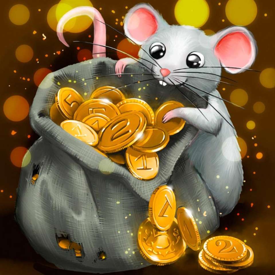 mała myszka z workiem monet puzzle online