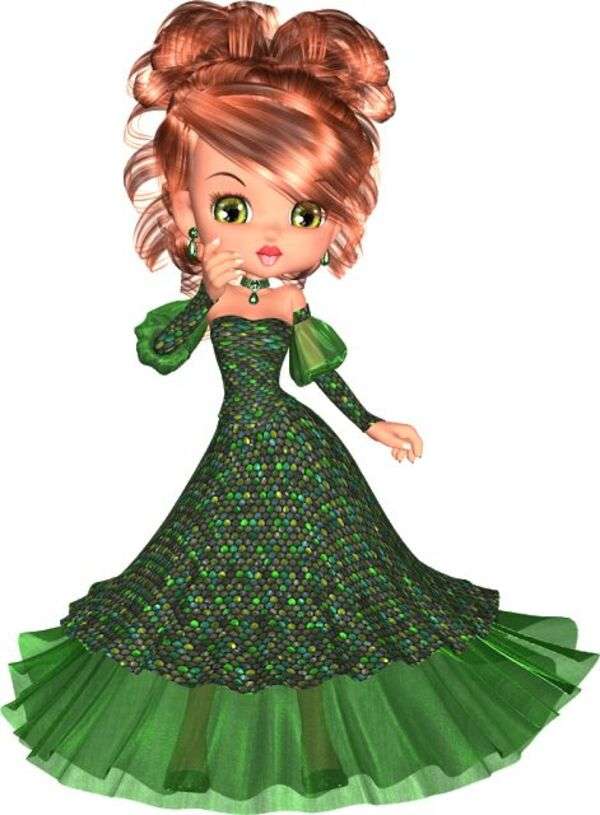Lalka w zielonej sukience #1 puzzle online