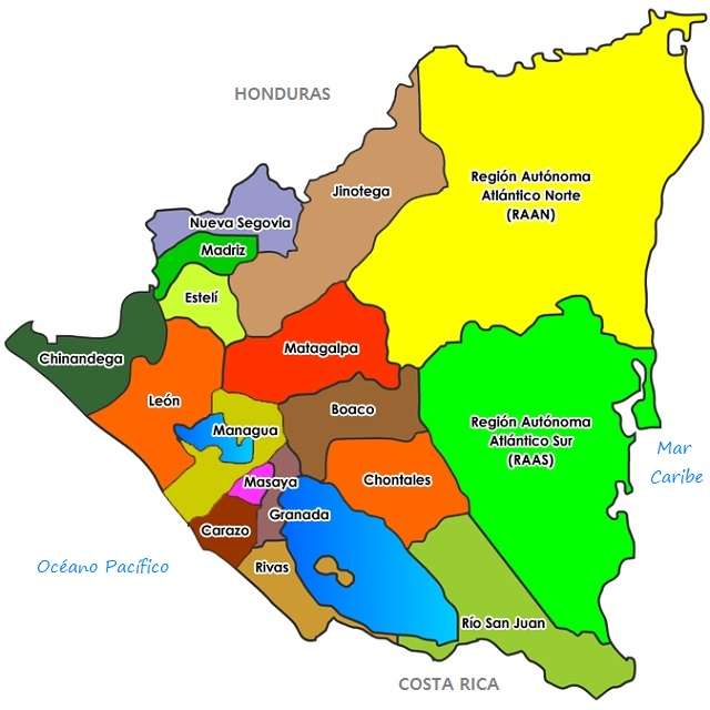 Mapa Nikaragua puzzle online