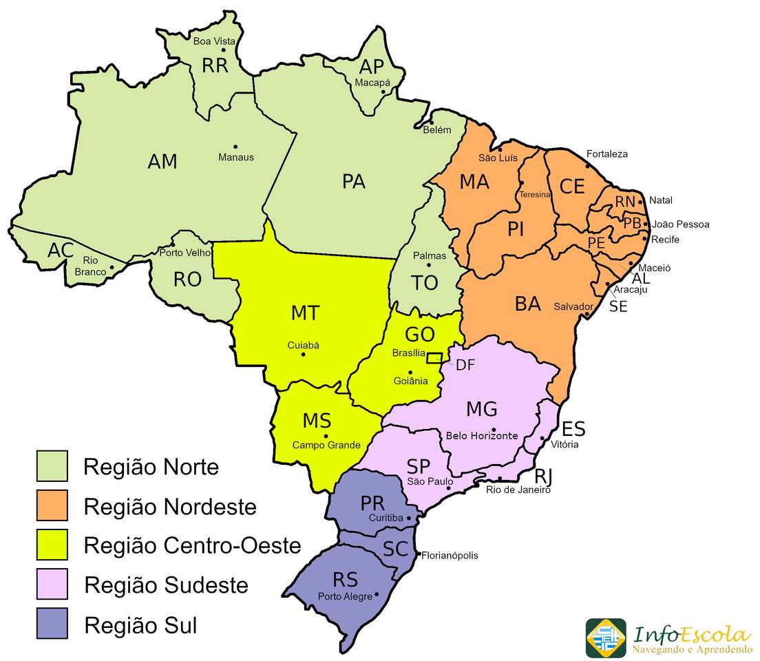 Regiony i stany Brazylii puzzle online