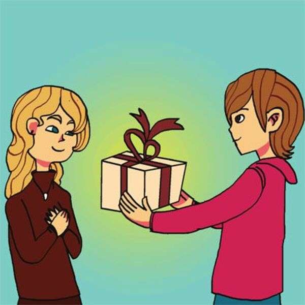 Przyjaciel daje przyjacielowi prezent puzzle online